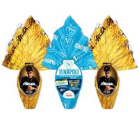COMBO Uovo di Pasqua con 1 SSC Napoli + 2 Geolier al Cioccolato al Latte con Sorpresa Ufficiale, Pasqua 2025, 220g (TOTALE 3 UOVA)