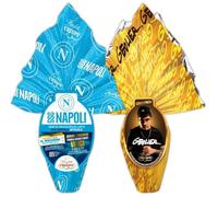 COMBO Uovo di Pasqua con SSC Napoli + Geolier al Cioccolato al Latte con Sorpresa Ufficiale, Pasqua 2025, 220g (TOTALE 2 UOVA)