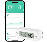 Comboss Termometro Igrometro WLAN interno, sensore di temperatura e umidità con allarme di notifica per applicazioni remote, esportazione gratuita dei dati, compatibile con Alexa (1 pezzo)