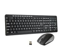 Combrite Set di tastiera e mouse wireless, ergonomica, 2,4 GHz, tastiera sottile con scorciatoia multimediale, mouse ottico wireless confortevole con DPI regolabile, layout inglese britannico (KM200W)