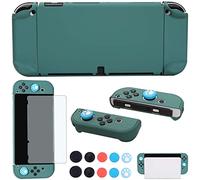 COMCOOL Custodia agganciabile per Nintendo Switch OLED 2021 - Accessori per cover protettiva per Nintendo Switch OLED Joy-Con Controller con protezione schermo Manopole per pollice - Verde notte