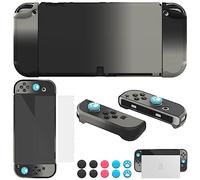 COMCOOL Custodia agganciabile per Nintendo Switch OLED 2021 - Accessori per cover protettiva per NS OLED e controller Joy-Con con protezione per schermo - Nero bianco sporco