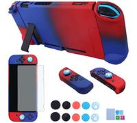 COMCOOL Custodia Agganciabile Per Nintendo Switch - Protettiva 3 in 1 E Controller Joy-Con Con Pellicola Protettiva, Rosso, Blu