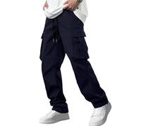 Comdecevis Pantaloni Cargo da Uomo, Casual, da Allenamento, Elasticizzati, per Escursionismo, con Coulisse, con Tasche Multiple, Blu, M