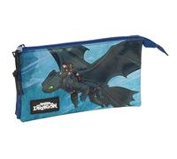 Safta Astuccio triplo Come allenare il DRAGO comodo per bambini 22 x 3 x 12 cm Blu scuro