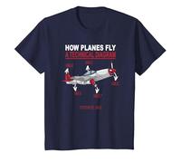 Come Gli Aerei volano - Aerospace - Pilota di turboelica Maglietta, Bambini, Navy, 8 Anni