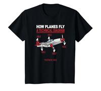 Come Gli Aerei volano - Aerospace - Pilota di turboelica Maglietta, Bambini, Nero, 2 Anni