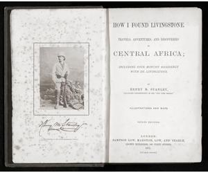 Come ho trovato Livingstone. Viaggi avventure e scoperte in Africa centrale; Compreso Four Months Residence with Dr. Livingstone di Henry M. Stanley. Frontespizio della seconda edizione del libro