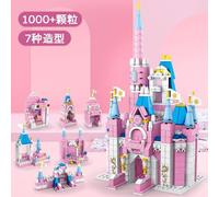 (come l'immagine) 1000 pezzi 6 in 1 Serie Amici Principessa Castello dei Sogni Rosa Blocchi da Costruzione