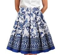 Come Noi Gonne Hoben Elegante Gonna A Pieghe Da Donna, Tinta Unita, A Gonna Con Vita Taglia 50, Blu, L