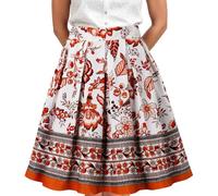 Come Noi Gonne Hoben Elegante Gonna A Pieghe Da Donna, Tinta Unita, A Gonna Con Vita Taglia 50, Colore: rosso, L