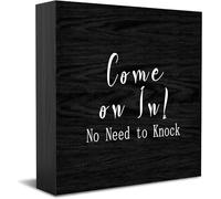 Come On In No Need To Knock Home Office Decor Scatola di Legno Segno, Decorativo Positivo Ufficio Accessori da Scrivania Targa in Legno Targa in Legno Targa da Tavolo per TV Scaffale 12,7 x 12,7 cm