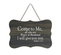 Come to me All Who Are Weary & Burdened I Will Give You Rest Matthew 11:28 Cartello in legno 15,2 x 25,4 cm con dedica della Bibbia da appendere per porta d'ingresso, soggiorno, cucina