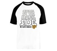 Come TO The Dark Side We Have Cookies!!! Bianca Unisex Maglietta da Baseball Maniche Corte Dimensioni M White Baseball T-Shirt Size M