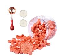 Comealltime Set di 248 ceralacca ottagonale con 2 lumini e 1 cucchiaio da fusione, ceralacca per sigillo di cera (rosso arancio)