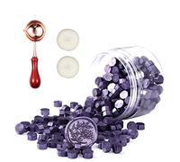 Comealltime Set di 248 ceralacca ottagonale con 2 lumini e 1 cucchiaio da fusione, ceralacca per sigillo di cera (salsa viola)