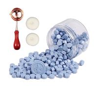 Comealltime Set di 248 cere, colore macarone, perle ottagonali, con 2 lumini e 1 cucchiaio da fusione, ceralacca per sigillo di cera, colore blu