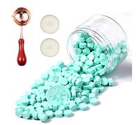 Comealltime Set di 248 cere, colore macarone, perle ottagonali, con 2 lumini e 1 cucchiaio da fusione, ceralacca per sigillo di cera, timbro verde menta