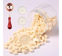 Comealltime Set di 248 cere, colore macarone, perle ottagonali, con 2 lumini e 1 cucchiaio da fusione, ceralacca per sigillo di cera, timbro bianco latte