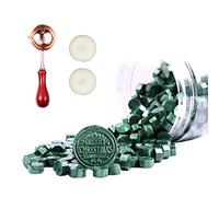 Comealltime Set di 248 perline di cera per sigillare, perline di cera ottagonali con 2 candele e 1 cucchiaio per cera, smalto per sigillo in cera (verde pino)