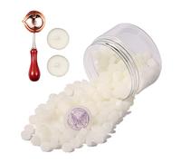 Comealltime - Set di 248 perline di cera per sigilli ottagonali con 2 candele da tè e 1 cucchiaino sciogli cera, ceralacca per sigilli trasparenti (mezzi trasparenti)