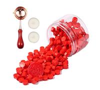 Comealltime Set di 248 perline di ceralacca ottagonali con 2 candele da tavolo e 1 cucchiaino per sciogliere, vernice per sigilli di cera, rosso