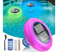 Comebachome 1 Set Ionizzatore Solare per Piscina, Pulitore Galleggiante a 7 Colori Accessori per Piscina Purificatore di Ioni di Rame per Piscine Fuori Terra e Interrate, Statue Natalizie