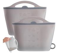Comebachome 2 sacchetti per sterilizzazione per microonde, sacchetti per vapore in silicone flessibili da 1000 ml, sterilizzatore per ciuccio sospeso a tenuta stagna con manico, borsa, per bottiglie