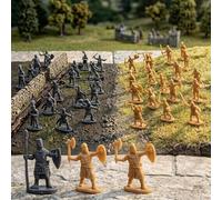 Comebachome 200 soldatini giocattolo, figurine mini cavalieri in scala 1:72 - soldatini in plastica con spade e action figure di uomini dell'esercito medievale da esporre (grigio e oro)