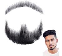 Comebachome Barba Capelli Umani Barba realistica Baffi Capelli Invisibili per Il Viso Costume Pizzo per Uomo Vestirsi Costume Cosplay di Halloween Festa Nero, Decor