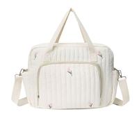 Comebachome Borsa per bebè per mamma, Borsa per pannolini trapuntata elegante con ricamo per pannolini da viaggio portatile con tracolla regolabile per un facile trasporto, Beige, da viaggio