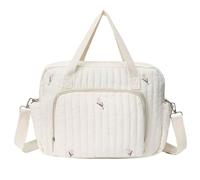 Comebachome Borsa per bebè per mamma, Borsa per pannolini trapuntata elegante con ricamo per pannolini da viaggio portatile con tracolla regolabile per un facile trasporto, Beige, Décorations d'été
