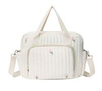 Comebachome Borsa per bebè per mamma, Borsa per pannolini trapuntata elegante con ricamo per pannolini da viaggio portatile con tracolla regolabile per un facile trasporto, Beige, Trapuntata