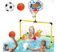 Comebachome Cerchio di Basket Galleggiante per Piscina, Goal calcistico 2 in 1 ＆ Cerchio da Basket, Goal Staccabile con 2 Palle per Bambini e Adulti