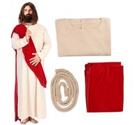 Comebachome Comodo costume da Gesù da uomo L, costume religioso biblico di Halloween, vestaglia, sciarpa, corda