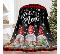 Comebachome Coperta natalizia, 51x59 pollici Coperta da gnomo in flanella calda con neve festosa, morbida e confortevole per divano letto, vacanze invernali di Natale, coperte natalizie