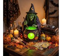 Comebachome Lampada Nera da Strega di Halloween con calderone, Lampada da Tavolo Decorativa a Doppia Funzione per la Festa