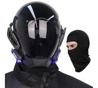 Comebachome Maschera Punk, Casco Cyber Punk con Copertina Completa e Luce Blu, Maschera futuristica Regolabile, Maschera di Halloween per Adulti