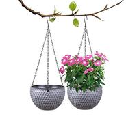 Comebachome Vasi da fiori sospesi 2 pezzi Vasi per piante sospesi autoirriganti Foro di drenaggio Cesto a nido d'ape Grigio, Fioriera autoirrigante, Fiore