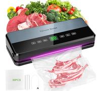 comeder Macchina per sottovuoto per alimenti, 65 kpa 30 mm più lunga, con 30 sacchetti sottovuoto per conservare alimenti secchi e umidi, macchina sottovuoto incorporata e conservazione di sacchetti