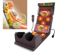 Tappetino Massaggiante con Calore - Materasso Massaggiante con Shiatsu Massaggiatore Collo Staccabile, Sedile Massaggiante con 10 Motori Vibranti,Leather