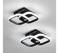 Comely 2 Pacchi Plafoniere a LED Moderne, 22W 2475LM Lampada da Soffitto a LED Piccola Quadrata per Cucina, Camera da Letto Corridoio, Luce Bianca 6500K, Nero, 24cm