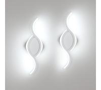 Comely 2 pezzi Applique da Interno LED, 12W 1350LM Moderna Lampada da Parete per Interni, Lampada a Muro per Soggiorno, Camera da Letto, Bianco Freddo 6500K, Bianco, 35,5cm