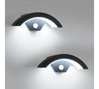 Comely 2 Pezzi Applique da Parete Esterno con Sensore di Movimento, 24 W 2700 LM Lampade da Esterno, Moderno Nero Lampade Muro IP65 per Giardino Terrazzo Garage, 6500K