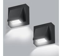 Comely 2 Pezzi Applique da Parete Esterno LED, Nero Lampada da Parete 6500K
