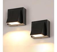 Comely 2 Pezzi Applique LED da Parete Esterno, Nero Lampada da Parete Interno/Esterno, Applique da Parete LED Cubo IP65 Impermeabile per Giardino, Garage, Patio, Stanza, Bianco Caldo 3000K