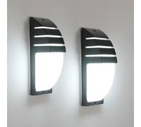 Comely 2 Pezzi Lampada da Parete Interno/Esterno, Nero Applique LED da Parete Esterno, Lampade da Esterno LED IP65 Impermeabile per Giardino, Garage, Patio, Stanza, Bianco Freddo 6500K
