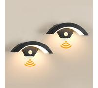 Comely 2 Pezzi Lampade da Esterno con Sensore di Movimento, 24 W 2700 LM Applique da Esterno LED IP65 Impermeabile, Moderno Lampade Muro Nero per Giardino Terrazzo Garage, 3000K