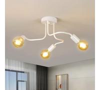 Comely 3 Luci Plafoniera Industriale, Design creativo curvo Lampada da Soffitto E27, Lampadario Moderna per Cucina Camera da letto Soggiorno, White, Dia 42cm (senza Bulbo)