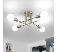 Comely 4 Luci Plafoniera Soffitto E27, Lampadario Industriale Moderna in Metallo, Lampada da Soffitto Retro per Soggiorno Camera da Letto Sala da Pranzo (Bianco Argento)